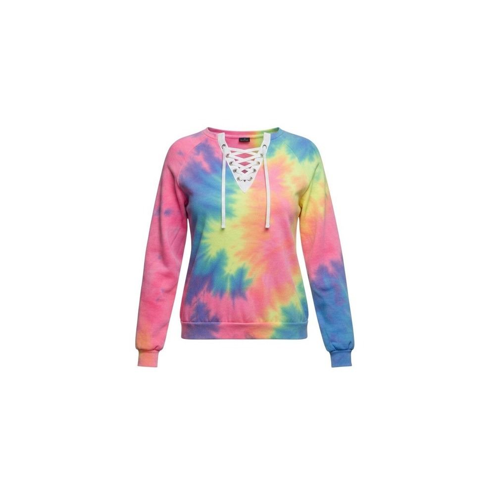 rue21 Sweatshirt Womens XL Multicolor Excellent Lace Up Tie Dye Pullover
